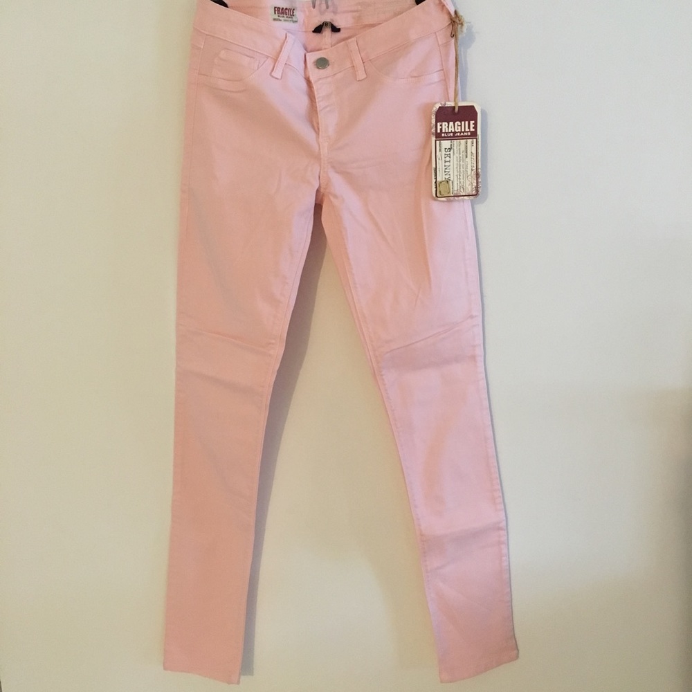 {new} Fragile Blue Jeans pink skinny jeans